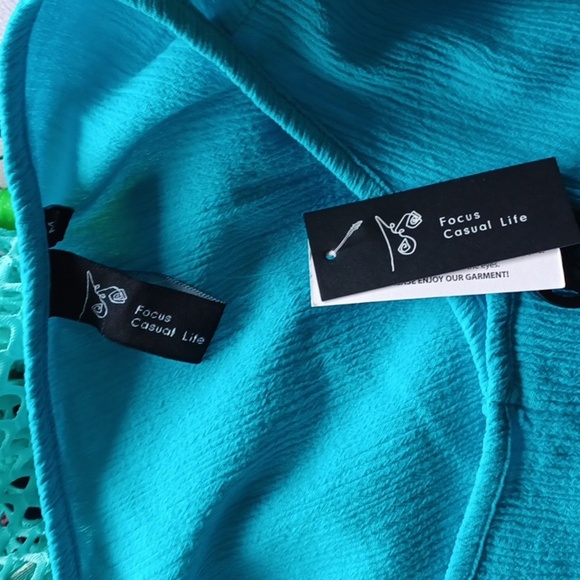 Focus Casual Line Lagenlook Textured Top M NWT, Turquoise - Picture 6 of 7